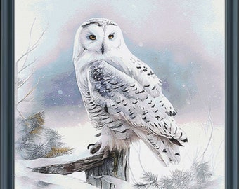 Snowy Owl Cross Stitch Pattern | Full Coverage | 400x400 | Snow | PDF | Bird | Owl | Fantasy | Winter | Digital | #339