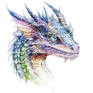 Lot de 10 cliparts dragon, art mural, aquarelle imprimable, JPG haute qualité, créations en papier, journal indésirable, invitation, mariage, carte, PNG