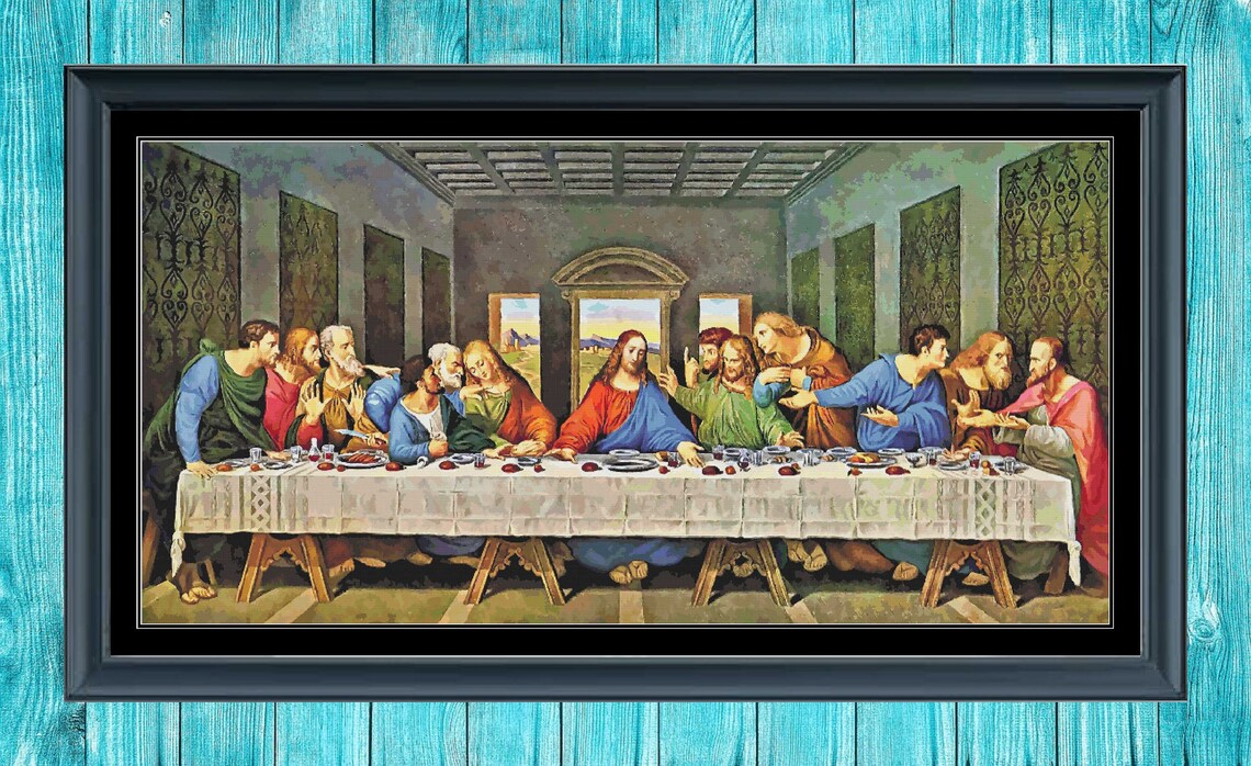 The Last Supper Cross Stitch Patter Free Cross Stitch Font Etsy