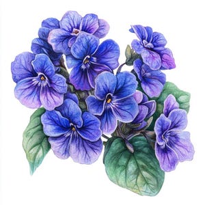 Zestaw clipartów African Violet Bouquet, sztuka ścienna, akwarela do druku, wysokiej jakości JPG PNG, rzemiosło papierowe, dziennik śmieci, zaproszenie, ślub