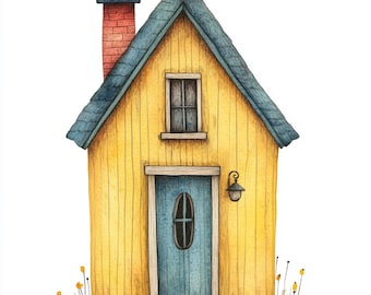 Cottage Clipart Bundle: Watercolor House, Junk Journal Graphics (JPG)