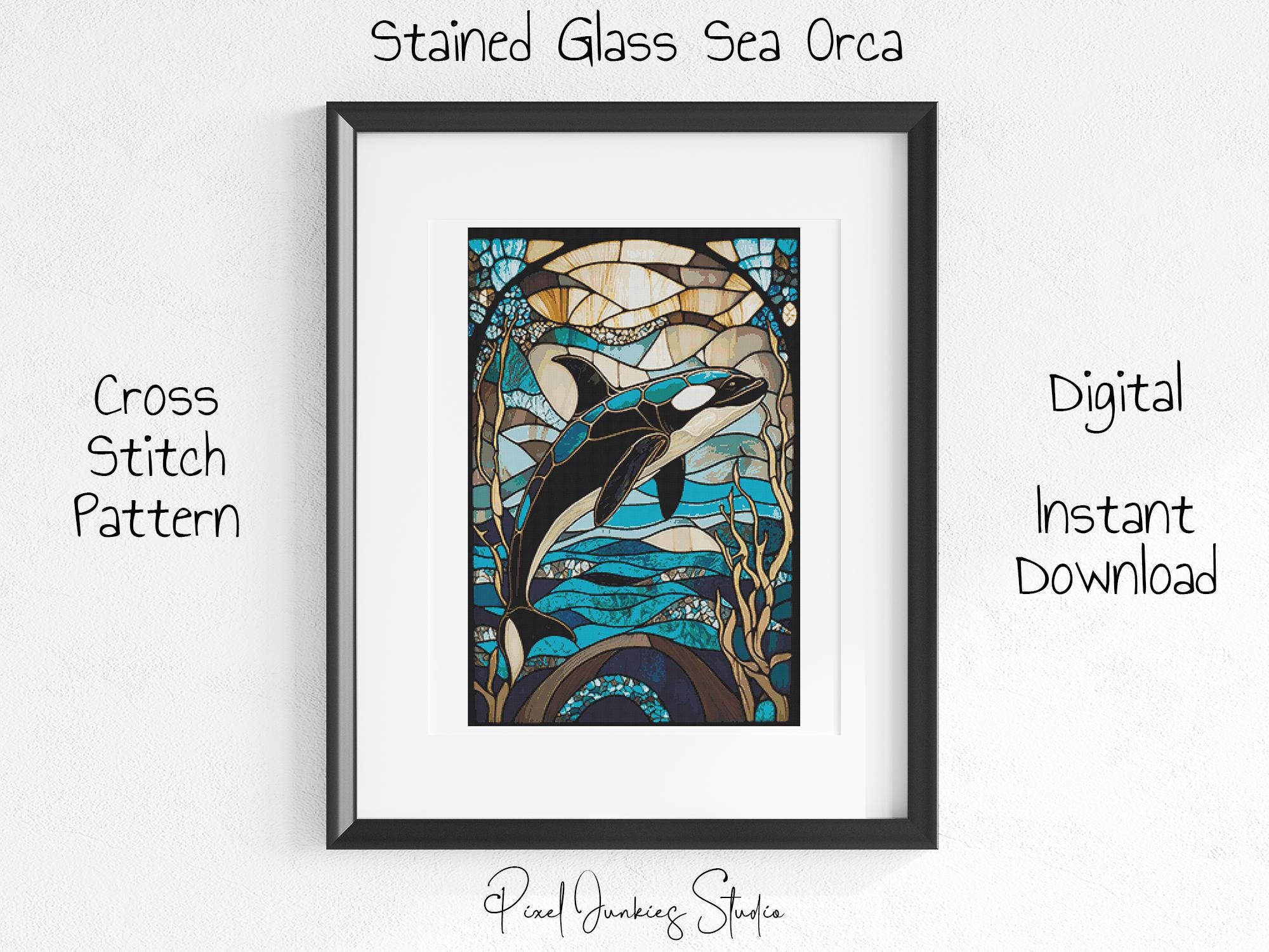 Stained Glass Sea Orca Cross Stitch Pattern, Killer Whale PDF - Etsy