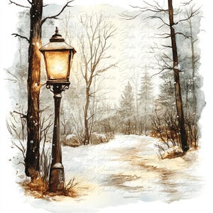 Pacote com 10 clipart de lanternas de inverno Cottagecore em aquarela de alta qualidade, imagem de diário de lixo para impressão, download instantâneo de gráfico de Natal JPG PNG