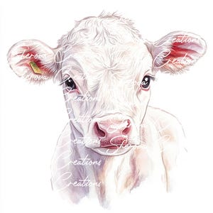 Kalf clipartbundel, kunst aan de muur, afdrukbare aquarel, hoge kwaliteit JPG, Paper Craft, Junk Journal, uitnodiging, bruiloft, kaart, png