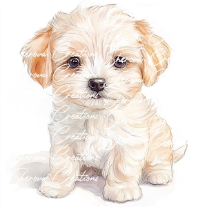 10 Puppy Clipart Bundle, Wall Art, Printable Watercolour, High Quality JPG, Paper Craft, Junk Journal, Invitation, Wedding, Card, PNG