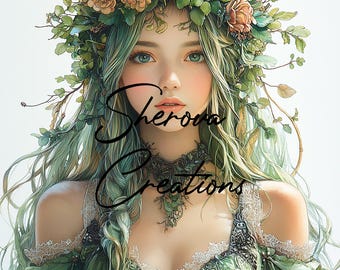 Fairy Clipart Bundle: Watercolor Floral Girl, Junk Journal (JPG Digital Download)