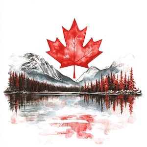 Lot de 10 cliparts canadiens de haute qualité, clipart feuille d'érable imprimable, téléchargement numérique Junk Journal Mountain clipart, JPG PNG