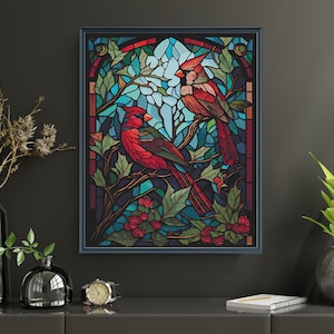 Stained Glass Cardinal Counted Cross Stitch Pattern ** Digital | Printable **