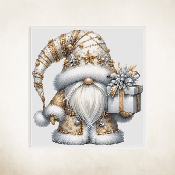 Gnome Counted Cross Stitch Chart: Whimsical Fantasy Design (PDF Pattern)