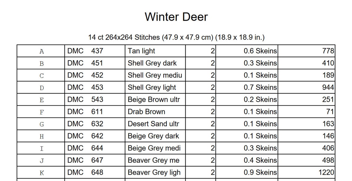 Winter Deer Counted Cross Stitch Pattern ** Digital | Printable ** - Etsy
