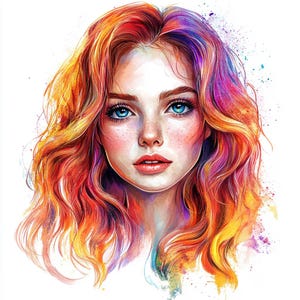 Paquete de imágenes prediseñadas de retrato de mujer, arte mural, acuarela imprimible, JPG PNG de alta calidad, manualidades de papel, diario basura, invitaciones, boda, tarjeta
