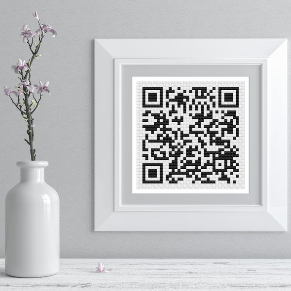 Rickroll QR Code Cross Stitch Pattern