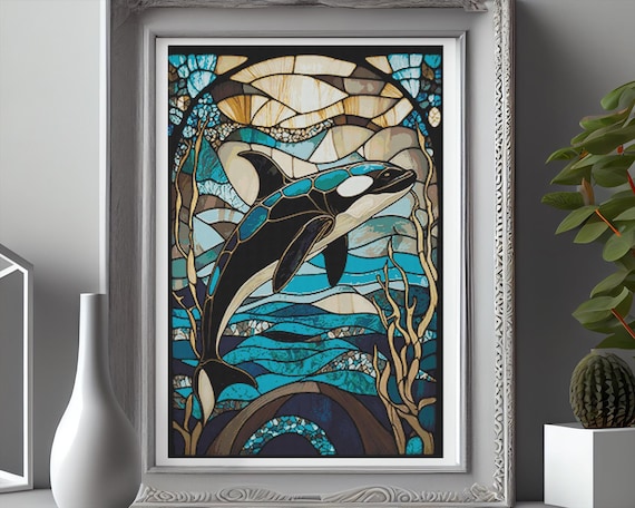 Stained Glass Sea Orca Cross Stitch Pattern, Killer Whale PDF - Etsy