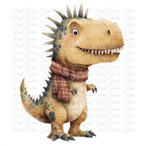 Paquete de 10 imágenes prediseñadas de T-Rex de acuarela de alta calidad, estilo cottagecore, imagen de dinosaurio imprimible para diario basura, descarga instantánea de gráficos JPG y PNG.