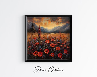 Sunset Wildflowers - Digital Art ** Digital | Printable ** PNG | JPG **