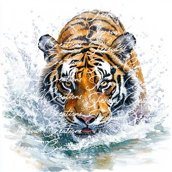 10 種類の虎のクリップアート バンドル、ウォール アート、印刷可能な