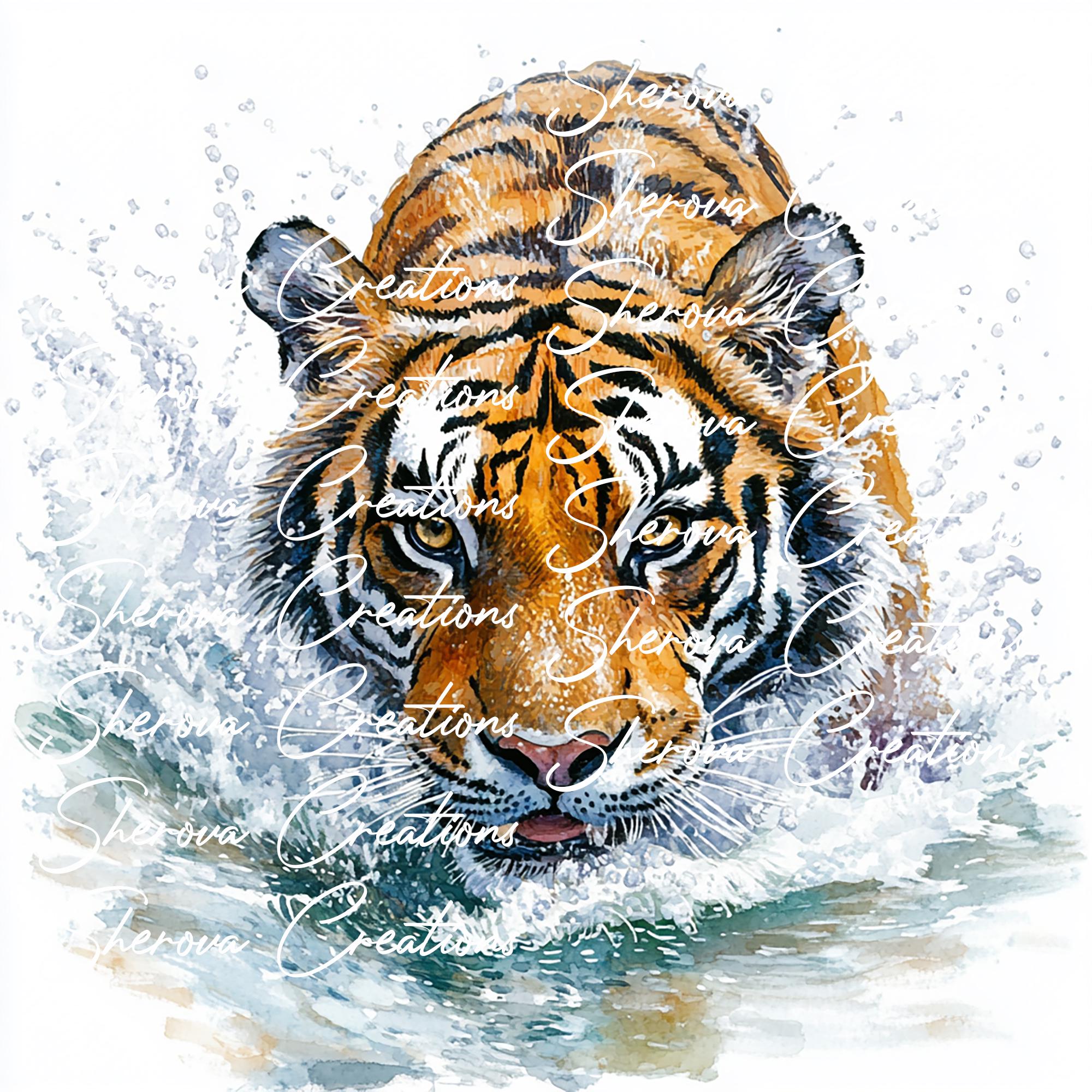 10 種類の虎のクリップアート バンドル、ウォール アート、印刷可能な