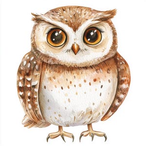Pacchetto di 10 clipart di gufi, decorazioni da parete, acquerelli stampabili, JPG PNG di alta qualità, creazioni di carta, diario di scarto, inviti, matrimonio, biglietti