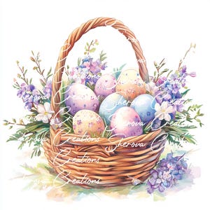 Pacchetto di 10 clipart pasquali, decorazioni da parete, acquerelli stampabili, JPG di alta qualità, creazioni di carta, diario di scarto, inviti, matrimoni, biglietti, PNG