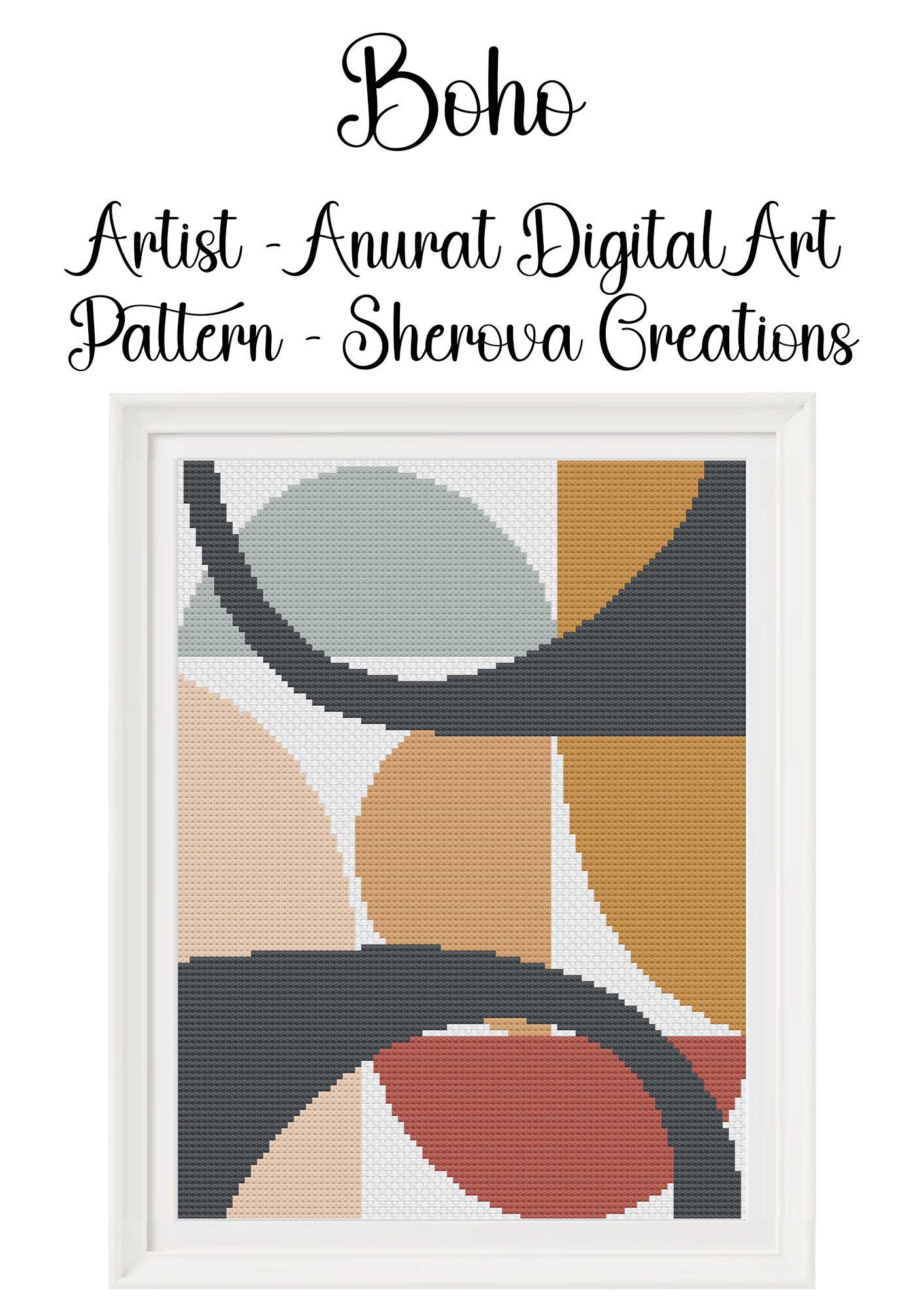 Boho Geometric Cross Stitch Pattern Modern Abstract Design Pdf Etsy 