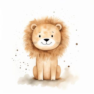 Paquete de imágenes prediseñadas de león, arte mural, acuarela imprimible, JPG PNG de alta calidad, manualidades de papel, diario basura, invitación, boda, tarjeta