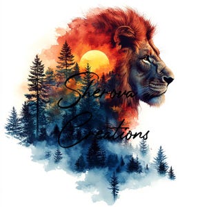 Lot de 10 cliparts Lion, art mural, aquarelle imprimable, JPG haute qualité, créations en papier, carnet de bord, faire-parts, mariage, cartes