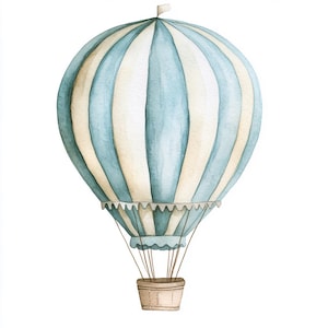 Clipartbundel heteluchtballon, kunst aan de muur, afdrukbare aquarel, hoge kwaliteit JPG PNG, Paper Craft, Junk Journal, uitnodiging, bruiloft, kaart