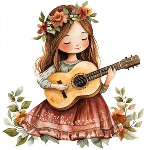 Paquete de 10 imágenes prediseñadas de niña, arte mural, acuarela imprimible, JPG PNG de alta calidad, manualidades de papel, diario basura, invitación, boda, tarjeta