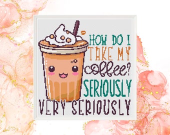 Coffee Counted Cross Stitch Pattern ** Digital | Printable **