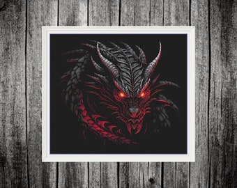 X-Large Dragon Counted Cross Stitch Pattern ** Digital | Printable **