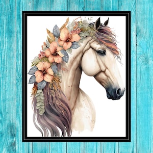 Horse Water Colour Counted Cross Stitch Pattern | #213