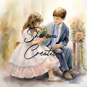 Paquete de 10 imágenes prediseñadas de bodas, arte mural, acuarela imprimible, JPG de alta calidad, manualidades de papel, diario basura, invitaciones, boda, tarjeta, corazón