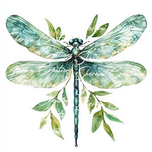 Lot de 10 cliparts libellule, art mural, aquarelle imprimable, JPG haute qualité, créations en papier, journal indésirable, invitation, mariage, carte, PNG