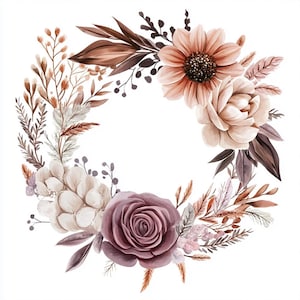 Pacote com 10 clipart de guirlanda floral em aquarela de alta qualidade, imagem de diário de folhas para impressão, download instantâneo de gráfico JPG PNG