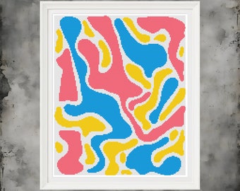 Abstract Cross Stitch Pattern: Modern Colorful Boho Embroidery (Digital Download)