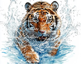 10 種類の虎のクリップアート バンドル、ウォール アート、印刷可能な