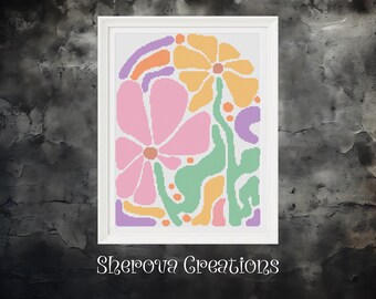 Boho Floral Cross Stitch Pattern ** Digital | Printable **