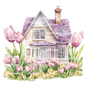 10 cottage clipartbundel, kunst aan de muur, afdrukbare aquarel, hoge kwaliteit JPG, Paper Craft, Junk Journal, uitnodigingen, bruiloft, kaarten, png