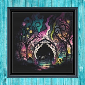 Dark Wonderland Cross Stitch Pattern | Full Coverage | Large | PDF | Constellation | Magical | Fantasy | Dark | Digital #177