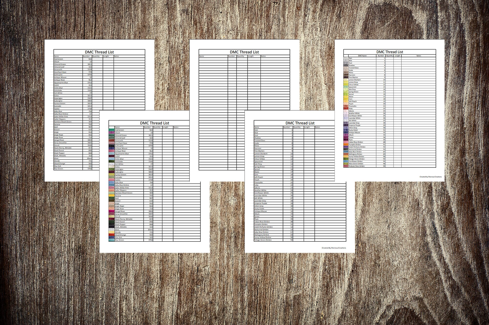 DMC Thread List 2023 Version Printable Colour Black &amp; White - Etsy