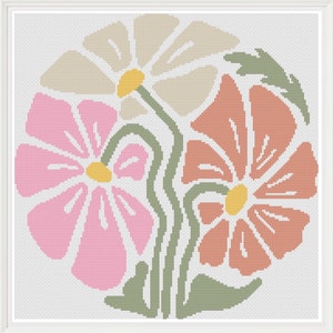 Floral Folk Art Cross Stitch Pattern Digital Printable - Etsy