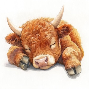 Highland Calf clipartbundel, kunst aan de muur, afdrukbare aquarel, hoge kwaliteit JPG, Paper Craft, Junk Journal, uitnodiging, bruiloft, kaart, png