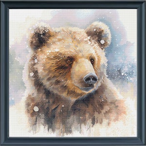 冬のクマのクロスステッチパターン | フルカバレッジ | 350x350 | クマ | 野生動物 | PDF | 冬 | 雪 | ファンタジー | #323