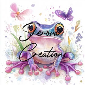 Lot de 10 cliparts grenouille, art mural, aquarelle imprimable, JPG de haute qualité, créations en papier, journal indésirable, invitation, mariage, carte, chambre de bébé, PNG