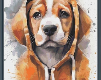 Watercolour Beagle Cross Stitch Pattern | 5 Sizes | Pattern Keeper | Full Coverage | PDF | #405