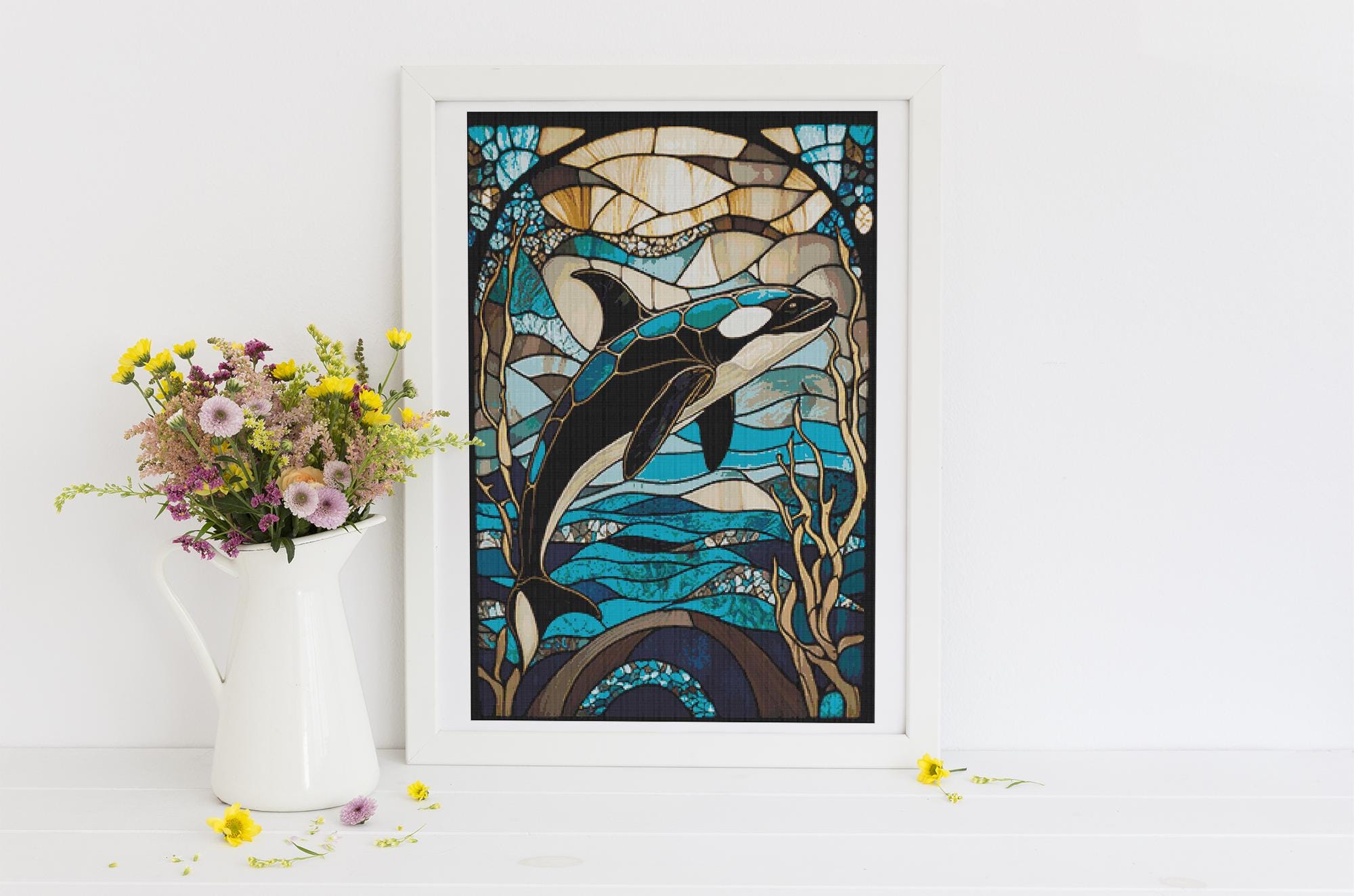 Stained Glass Sea Orca Cross Stitch Pattern, Killer Whale PDF - Etsy