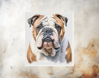 Bulldog Cross Stitch Pattern: Modern Dog Portrait (PDF Download)