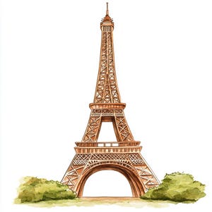 Pacchetto di 10 clipart della Torre Eiffel, arte murale, acquerello stampabile, JPG PNG di alta qualità, creazione di carta, diario di scarto, inviti, matrimonio, biglietto
