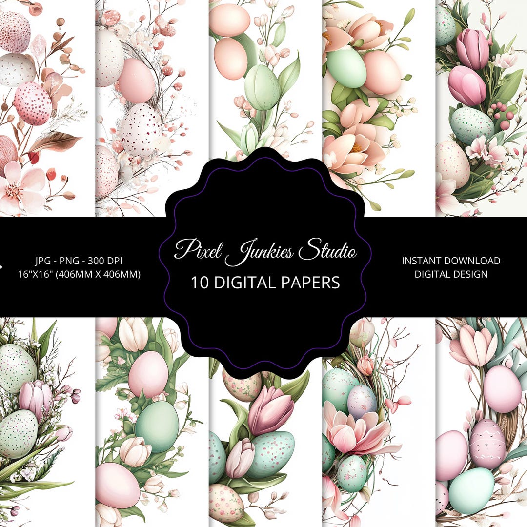 Easter Wreath Clipart Bundle, Spring Floral PNG, Digital Download - Etsy