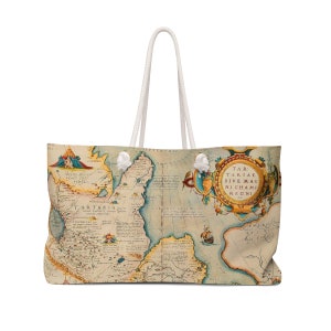 Grand sac de plage week-end | Carte du vieux monde de la Tartarie (1570) | Abraham Ortelius | Théorie du complot | Cartographie